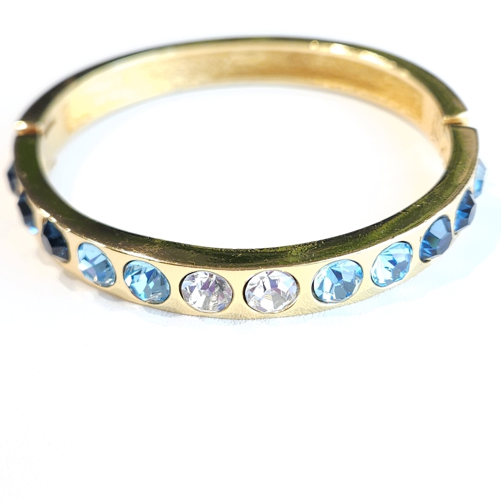 Christian Dior Bracelet Vintage Swarovski Blue Crystal Chr.Dior Gold Bracelet - Picture 16 of 16